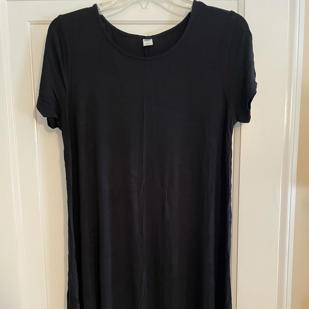 Old Navy Short Sleeve Tee Shirt Dress in Black Size M - Picture 2 of 4
